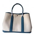 AAAAA Hermes Garden Party 36CM Bag Canvas Leather H11M Blue Tl1502Qa67