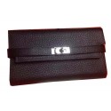 AAAAA Knockoff Hermes Kelly Wallet Togo Leather Bi-Fold Purse HA708W Black Tl2150Pg26