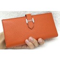 Best Replica Hermes Bearn Japonaise Bi-Fold Wallet Litchi Leather A208 Orange Tl2116bj75