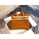 Cheap Copy Hermes Birkin Bag Original Leather crocodile HBK35 brown Tl495Eq45
