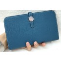 Copy 1:1 Hermes Dogon Combined Wallet Litchi Leather A508 Blue Tl2103xD64
