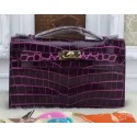 Copy Best Hermes MINI Kelly 22cm Tote Bag Croco Leather KL22 Purple Tl964Qc72