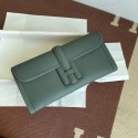 Copy Best Hermes Original Espom Leather Clutch 37088 Almond green Tl234Qc72