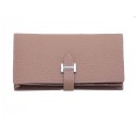 Copy Hermes Bearn Japonaise Bi-Fold Wallet Grainy Leather H68942 Grey Tl2180Ey31