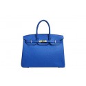 Copy Hermes Kelly 35cm Top Handle Bag Blue Ostrich Leather Gold Tl1827Kn92
