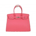 Designer Replica Hermes Birkin 35CM Tote Bag Pink Clemence Leather H35 Silver Tl1787CF36
