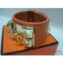 Fake 2009 Hermes Orange Leather Gold Bangle 1171 Tl2868bz90