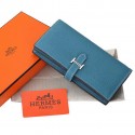 Fake Hermes Bearn Japonaise Bi-Fold Wallet Grainy Leather A208 Blue Tl2198xR88