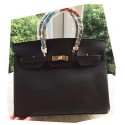 Fake Hermes Birkin 35CM Tote Bag Black Litchi Leather BK35 Gold Tl1114yQ90