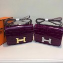 Fake Hermes Constance Bag Croco Leather H9978C Purple Tl871QF99