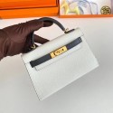 Fake Hermes Kelly 19cm Shoulder Bags Epsom Leather KL19 Gold hardware white&black Tl219Hj78