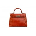 Fake Hermes Kelly 32cm Shoulder Bag Orange Croco Patent Leather K32 Gold Tl1841pE71