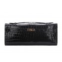 Fake Hermes Kelly Clutch Bag Croco Leather K1002 Black Tl1472qZ31