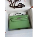 Fake Hermes Original Epsom Leather KEL2278 green&Silver-Tone Metal Tl373xR88