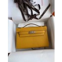 Fake Hermes Original Epsom Leather KEL2278 yellow&Silver-Tone Metal Tl370Iw51