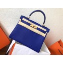 Fake Hermes original Togo leather kelly bag KL320 blue Tl710tu77