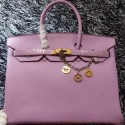 First-class Quality Hermes Birkin 35CM Tote Bag Litchi Leather HB35GL Lavender Tl1189xO55