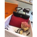 First-class Quality Hermes Herbag 31CM Original Canvas Leather & Calfskin 45987 Black&Red Tl824xO55