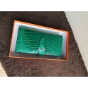 Hermes 100% genuine crocodile leather kelly Wallet 33569 green Tl2050Wi77