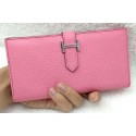 Hermes Bearn Japonaise Bi-Fold Wallet Litchi Leather A208 Pink Tl2114uZ84