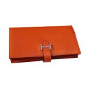 Hermes Bearn Japonaise Grainy Leather Wallet H8622W Orange Tl2159Rc99