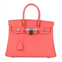 Hermes Birkin 30CM Tote Bag Light Red Original Leather H30 Silver Tl1690sf78