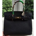 Hermes Birkin 30CM Tote Bags Black Calfskin Leather BK30 Gold Tl1104Kf26