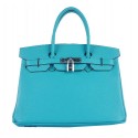 Hermes Birkin 30CM Tote Bags Light BLue Grainy Leather Silver Tl1586uT54
