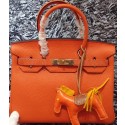 Hermes Birkin 30CM Tote Bags Litchi Leather H30LI Orange Tl1223Nw52