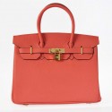 Hermes Birkin 30CM Tote Bags Pompadour Grain Leather Gold Tl1936pB23