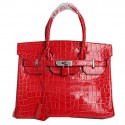 Hermes Birkin 30CM Tote Bags Red Iridescent Croco Leather Silver Tl1620Sy67