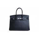 Hermes Birkin 35CM Tote Bag Black&Rose Clemence Leather H35 Silver Tl1754zS17