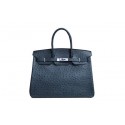 Hermes Birkin 35CM Tote Bag Dark Blue Ostrich Leather BK35 Silver Tl1789Xr72