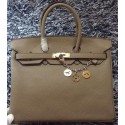 Hermes Birkin 35CM Tote Bag Litchi Leather HB35GL Grey Tl1196OG45