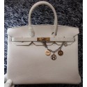 Hermes Birkin 35CM Tote Bag Litchi Leather HB35GL White Tl1200oJ62