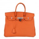 Hermes Birkin 35CM Tote Bag Orange Original Leather H35 Silver Tl1703fc78