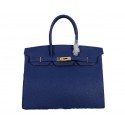 Hermes Birkin 35CM Tote Bag RoyalBlue Clemence Leather H35 Gold Tl1778Ri95