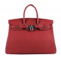 Hermes Birkin 35CM Tote Bags Red Grainy Leather H-35 Silver Tl1419LG44