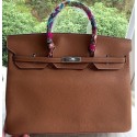Hermes Birkin 40CM Bag Wheat Litchi Leather BK40 Silver Tl1116Gp37