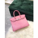 Hermes Birkin Bag Original Leather Ostrich skin HBK2530 pink Tl476pB23