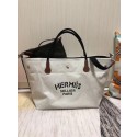Hermes Canvas Shopping Bag H0734 white Tl734cf57