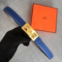Hermes Collier de Chien belt buckle & Reversible leather strap 24 mm H0521 blue Tl3468SS41