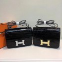 Hermes Constance Bag Croco Leather H9978C Black Tl876TP23