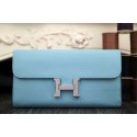 Hermes Constance Long Wallets Original Leather HA909 SkyBlue Tl2135Av26