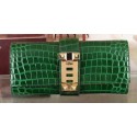Hermes Croco Leather Clutch H88017 Green Tl1026FT35