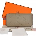 Hermes Evelyn Long Wallet Zip Purse A808 Dark Grey Tl2306Va47