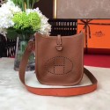 Hermes Evelyne mini 17cm Messenger Bag Original Calf Leather H1187 Light tan Tl800nB26