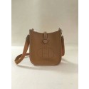 Hermes Evelyne original togo leather mini Shoulder Bag H15698 brown Tl460fw56