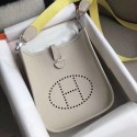 Hermes Evelyne original togo leather mini Shoulder Bag H15698 light gray Tl729VI95