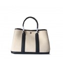 Hermes Garden Party 30CM Bag Canvas Leather H11S Black&White Tl1500hT91